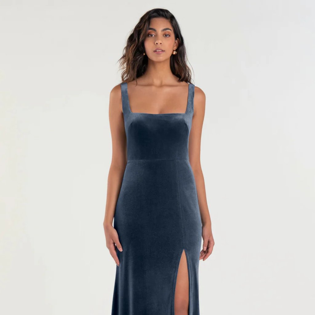 Jenny Yoo Mara Bridesmaid Dress (Blue Velvet)